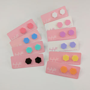 PASTEL POP HEXAGON STUDS  // 10 COLOURS AVAILABLE