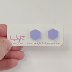 PASTEL POP HEXAGON STUDS  // 10 COLOURS AVAILABLE