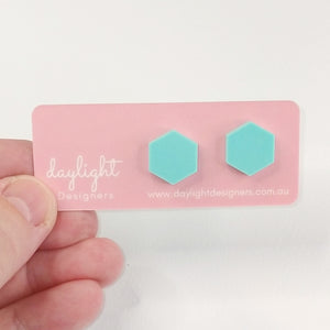 PASTEL POP HEXAGON STUDS  // 10 COLOURS AVAILABLE