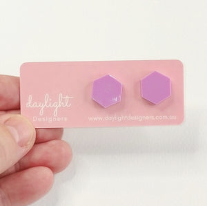 PASTEL POP HEXAGON STUDS  // 10 COLOURS AVAILABLE
