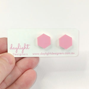 PASTEL POP HEXAGON STUDS  // 10 COLOURS AVAILABLE