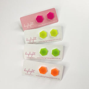 NEON HEXAGON STUDS  // 3 COLOURS AVAILABLE