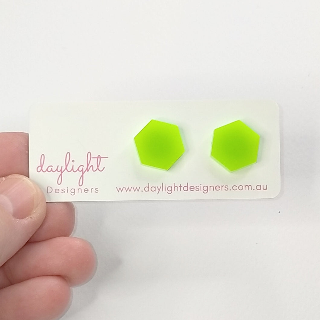 NEON HEXAGON STUDS  // 3 COLOURS AVAILABLE