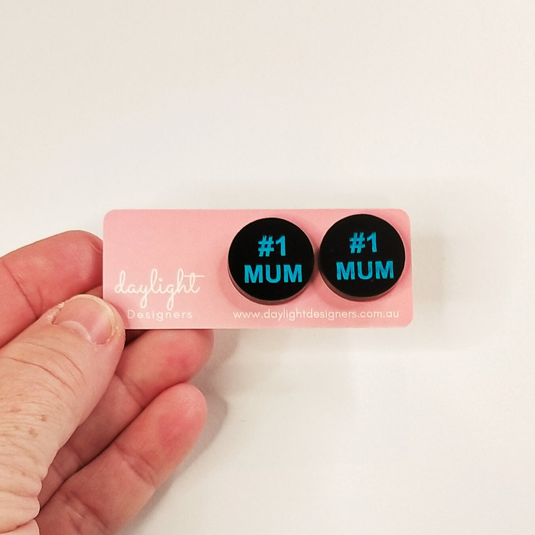 #1 MUM STUDS - 5 COLOURS AVAILABLE