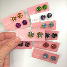 Load image into Gallery viewer, GLITTER BOMB STUDS MEDIUM - 8 COLOURS AVAILABLE