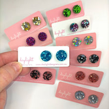 Load image into Gallery viewer, GLITTER BOMB STUDS MEDIUM - 8 COLOURS AVAILABLE
